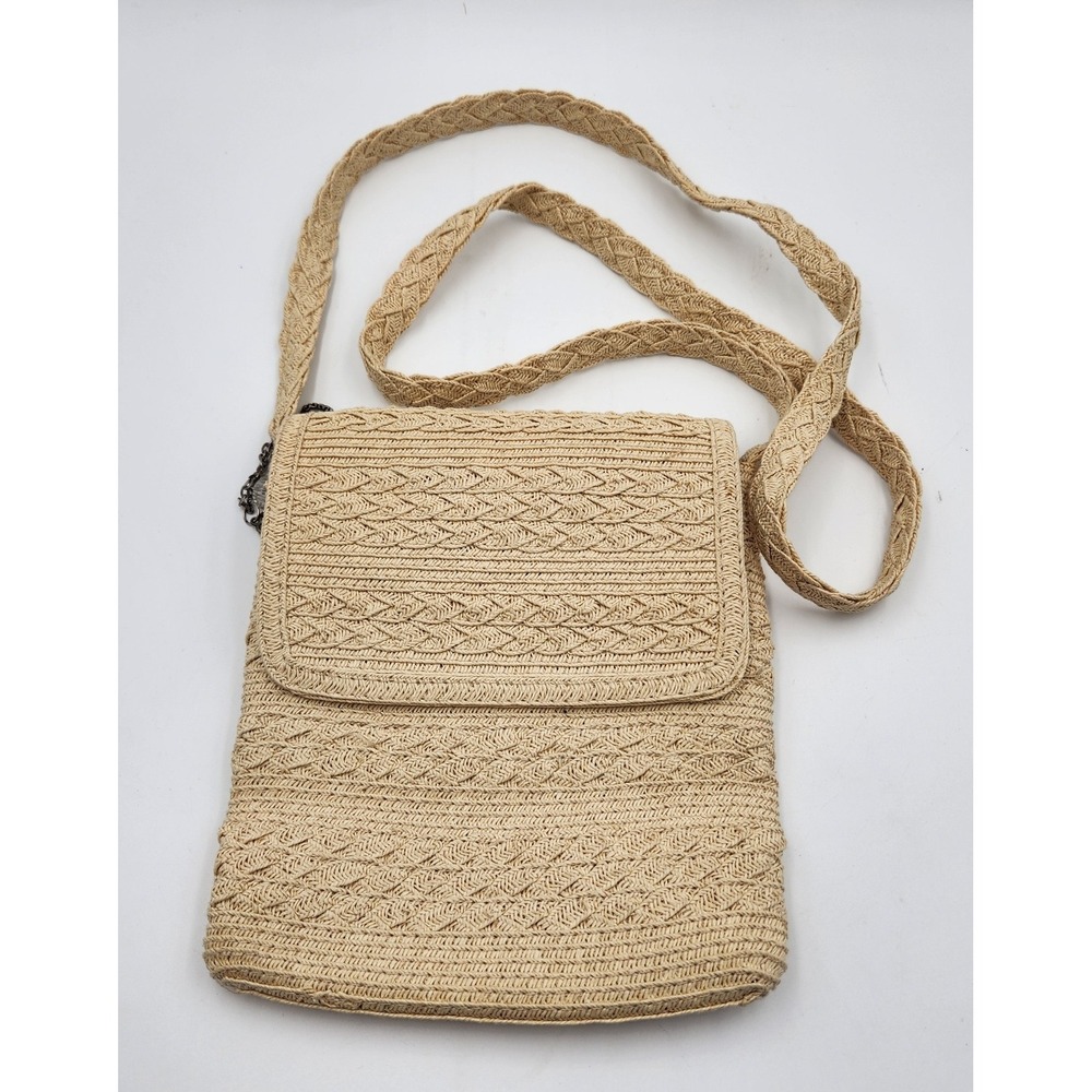 Cappelli Straworld Womens Bag Taupe Charm Strap Flap Inner Zip Pocket Crossbody